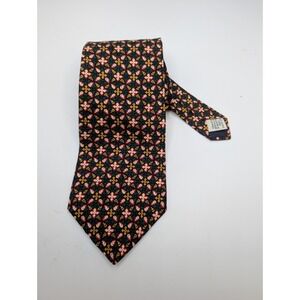 VTG New Gap Neck Tie 100% Silk Geometric Floral Made In USA Green Gold Maroon